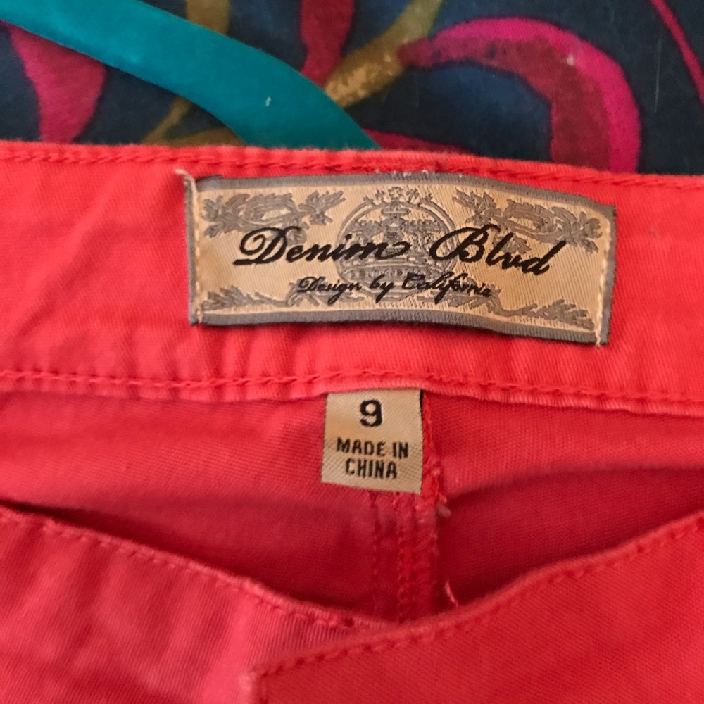 Coral denim pants